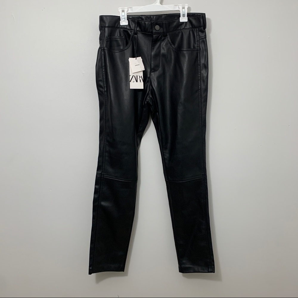 Zara Black Vegan Leather Skinny Stretch Pant